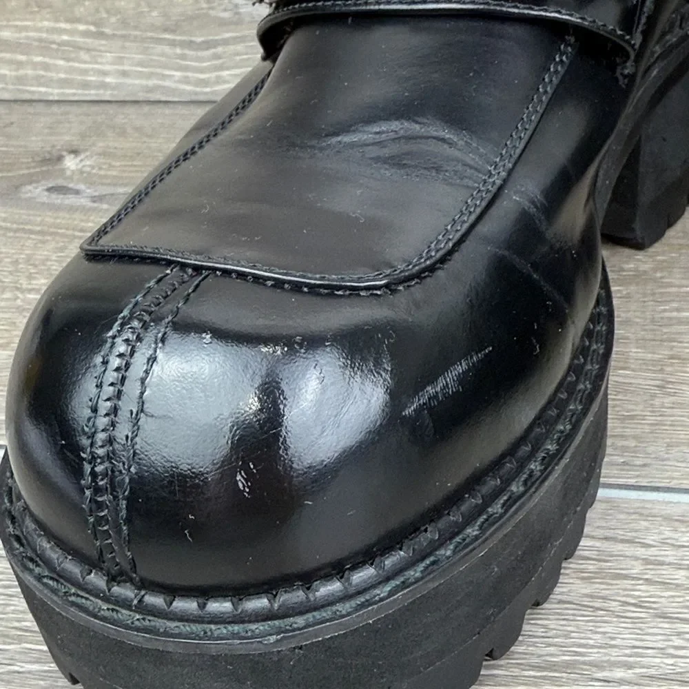 Bed Stu Black Patent Leather Women’s Sz 12 Chunky Y2K Grunge Oxford Loafers